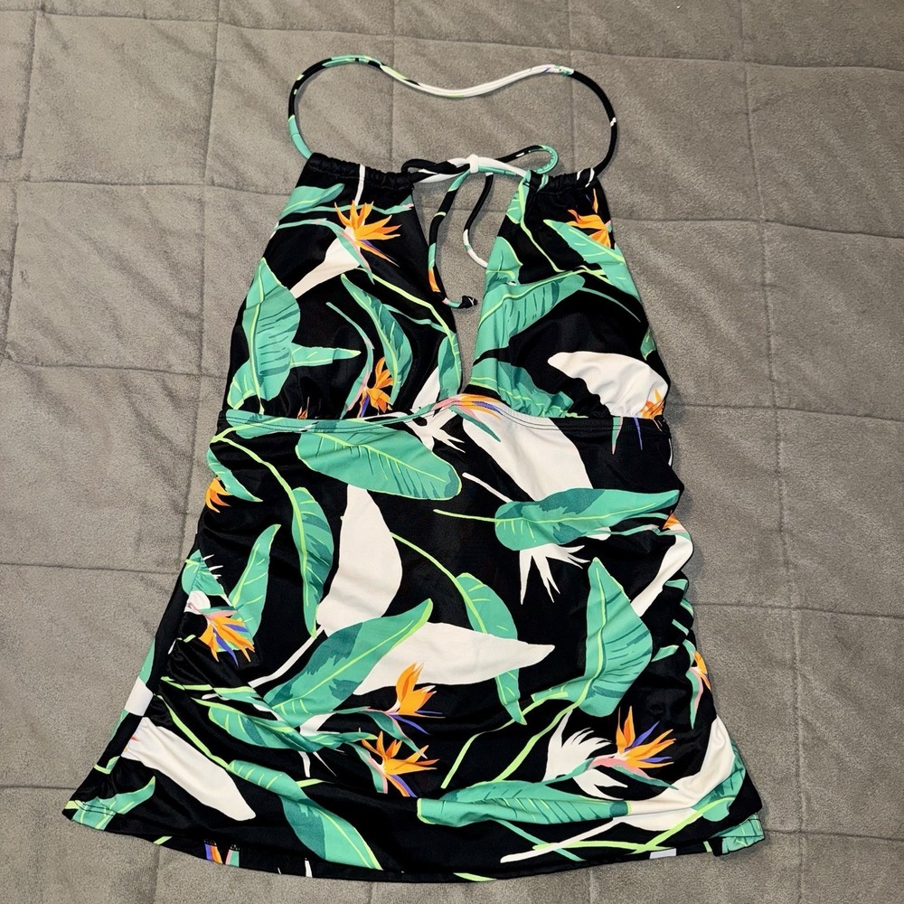Coastal Blue Women's Tankini Top Large Convertible Halter Swim Top NWT